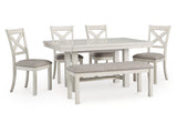 Robbinsdale Antique White Dining Table w/4 Chairs & Bench (Online Special Price) - Ornate Home