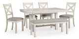 Robbinsdale Antique White Dining Table w/4 Chairs & Bench - Ornate Home