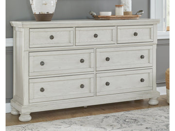 Robbinsdale Antique White Dresser w/ 7 Drawers - Ornate Home