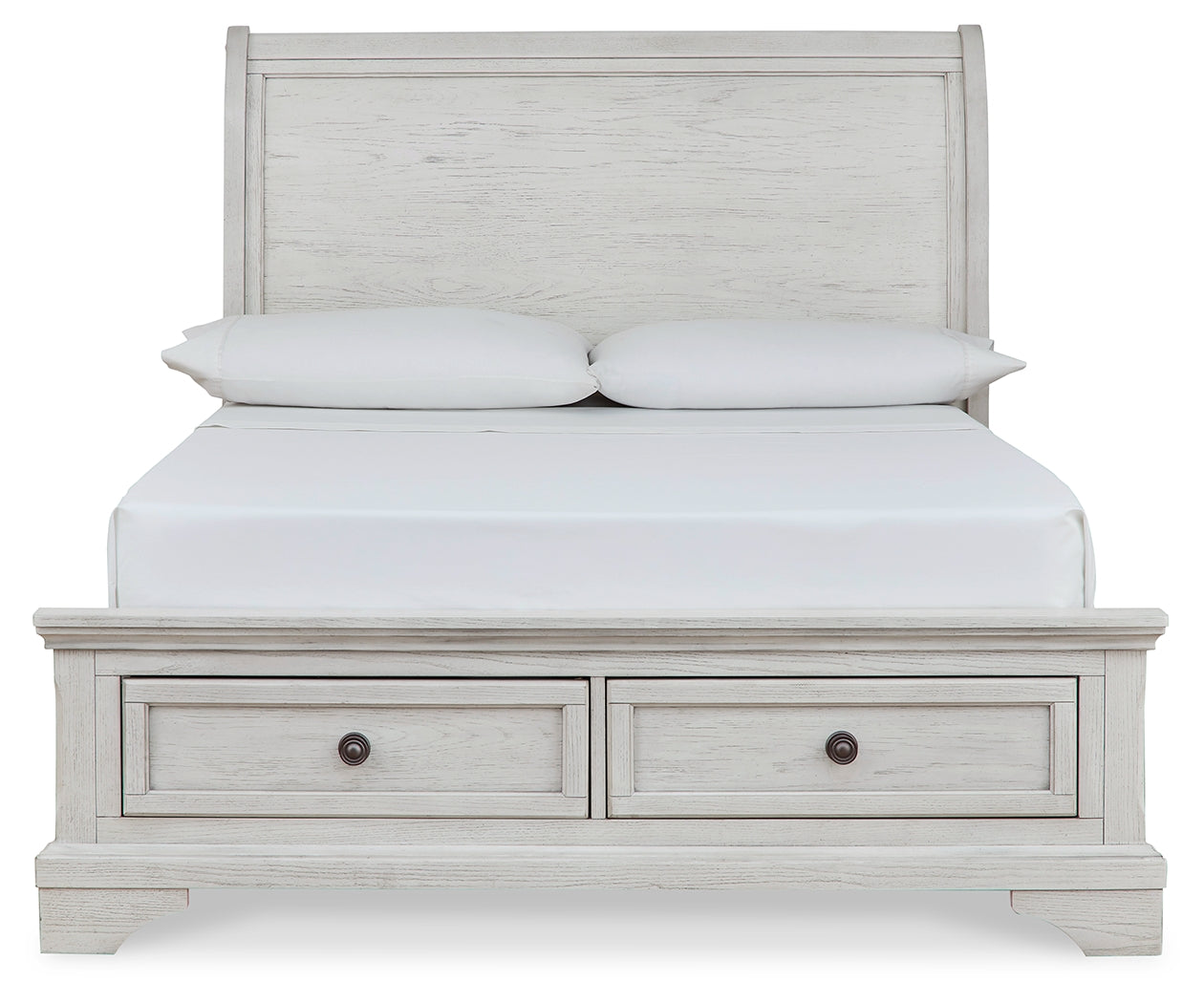 Robbinsdale Antique White Full Sleigh Storage Bed, Chest and Nightstand (Online Special Price) - Ornate Home