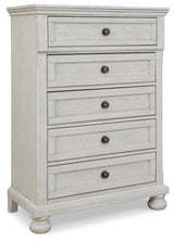 Robbinsdale Antique White Full Sleigh Storage Bed, Chest and Nightstand - Ornate Home