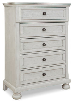 Robbinsdale Antique White Full Sleigh Storage Bed, Chest and Nightstand - Ornate Home