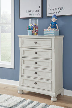 Robbinsdale Antique White Full Sleigh Storage Bed, Chest and Nightstand - Ornate Home