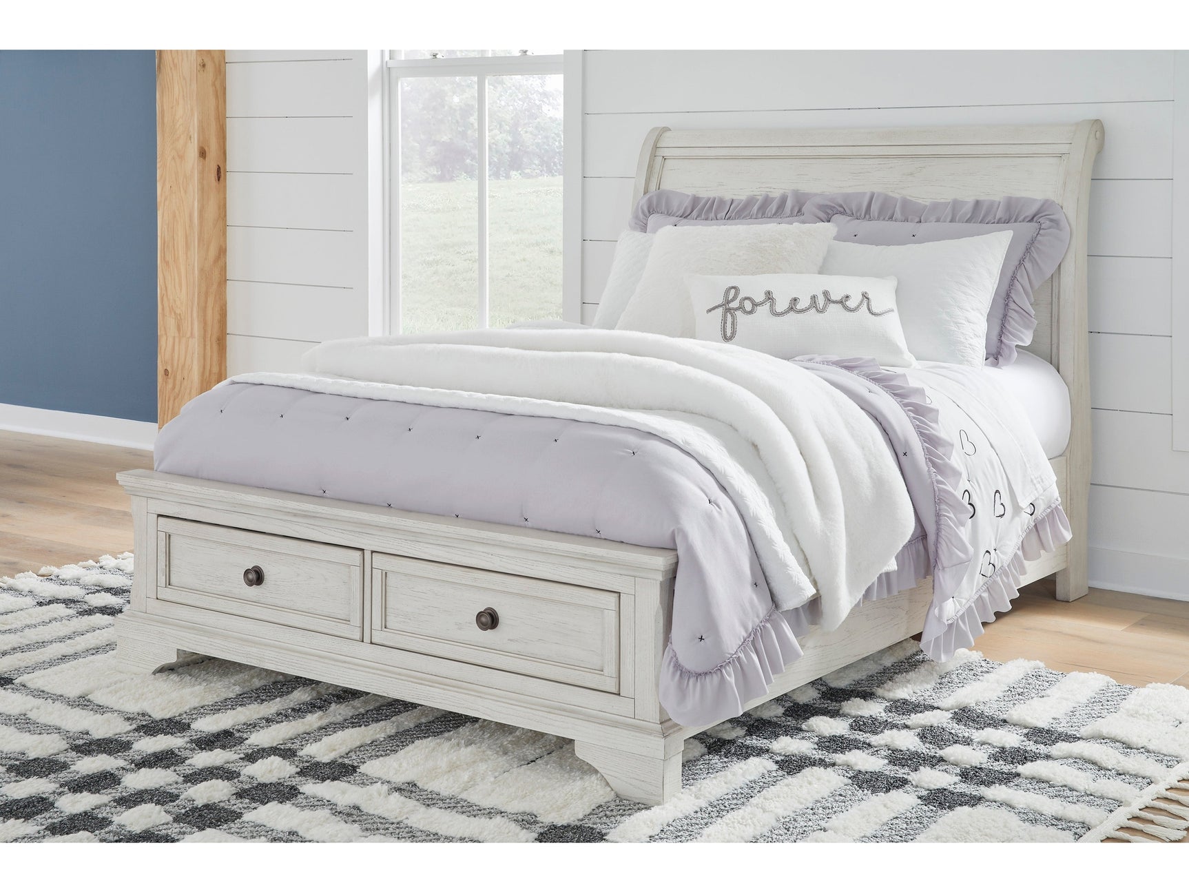 Robbinsdale Antique White Full Sleigh Storage Bed (Online Special Price) - Ornate Home
