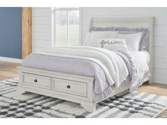 Robbinsdale Antique White Full Sleigh Storage Youth Bed - Ornate Home