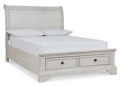 Robbinsdale Antique White Full Sleigh Storage Youth Bed - Ornate Home