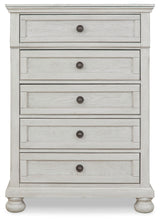Robbinsdale Antique White Full Storage Sleigh Bedroom Set with Dresser, Mirror, Chest and Nightstand (Online Special Price) - Ornate Home