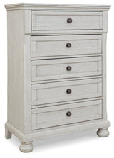 Robbinsdale Antique White Full Storage Sleigh Bedroom Set with Dresser, Mirror, Chest and Nightstand (Online Special Price) - Ornate Home