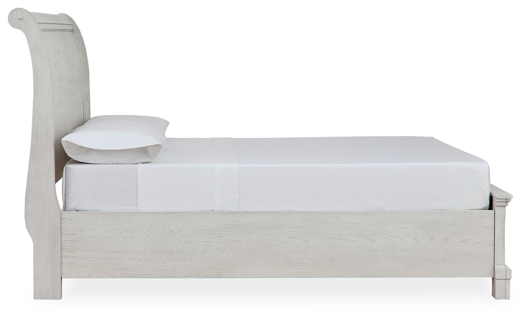 Robbinsdale Antique White Full Storage Sleigh Bedroom Set with Dresser, Mirror, Chest and Nightstand - Ornate Home