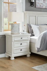 Robbinsdale Antique White Full Storage Sleigh Bedroom Set with Dresser, Mirror, Chest and Nightstand - Ornate Home