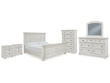 Robbinsdale Antique White King Panel Bed & Dresser & Mirror & Chest & 2 Nightstands (Online Special Price) - Ornate Home