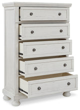 Robbinsdale Antique White King Panel Bed & Dresser & Mirror & Chest & 2 Nightstands (Online Special Price) - Ornate Home