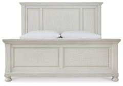 Robbinsdale Antique White King Panel Bed & Dresser & Mirror & Chest & 2 Nightstands - Ornate Home
