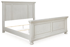 Robbinsdale Antique White King Panel Bed & Dresser & Mirror & Chest & 2 Nightstands - Ornate Home