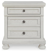 Robbinsdale Antique White King Panel Storage Bed, Dresser, Chest and 2 Nightstands - Ornate Home