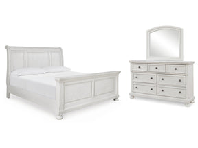 Robbinsdale Antique White King Sleigh Bedroom Set with Dresser and Mirror (Online Special Price) - Ornate Home