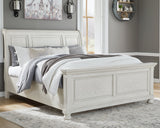 Robbinsdale Antique White King Sleigh Bedroom Set with Dresser and Mirror (Online Special Price) - Ornate Home