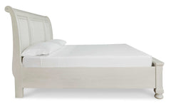 Robbinsdale Antique White King Sleigh Storage Bed - Ornate Home