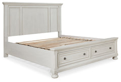 Robbinsdale Antique White King Storage Bedroom Set with 2 Nightstands - Ornate Home