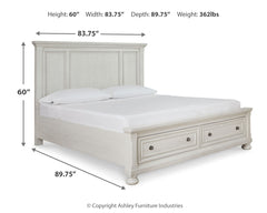 Robbinsdale Antique White King Storage Bedroom Set with 2 Nightstands - Ornate Home