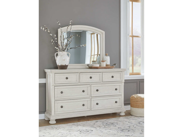 Robbinsdale Antique White Mirrored Dresser w/ 7 Drawers (Online Special Price) - Ornate Home