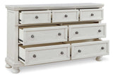 Robbinsdale Antique White Mirrored Dresser w/ 7 Drawers - Ornate Home