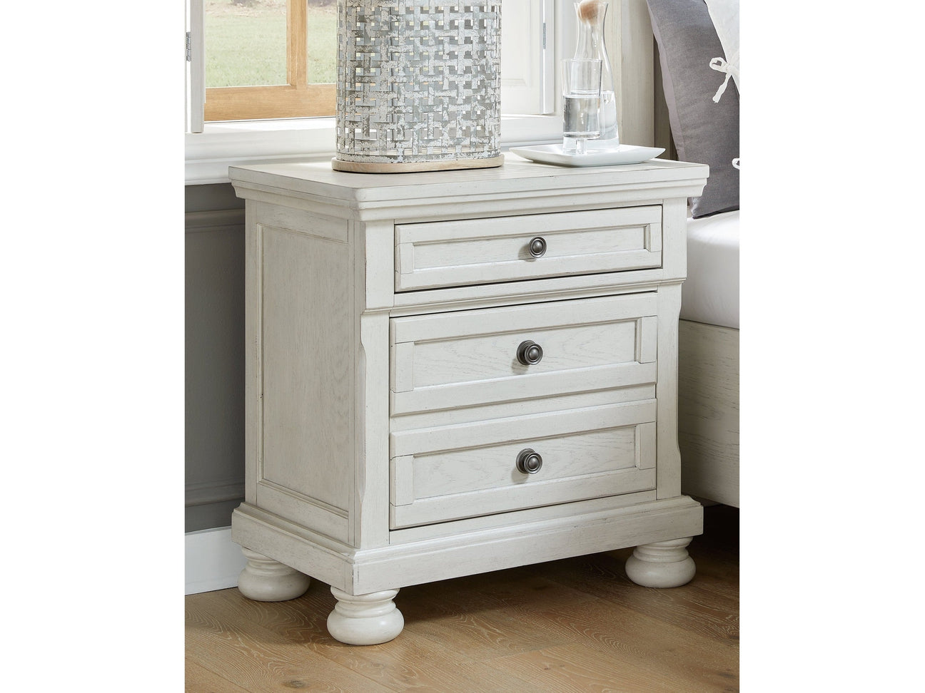 Robbinsdale Antique White Nightstand - Ornate Home