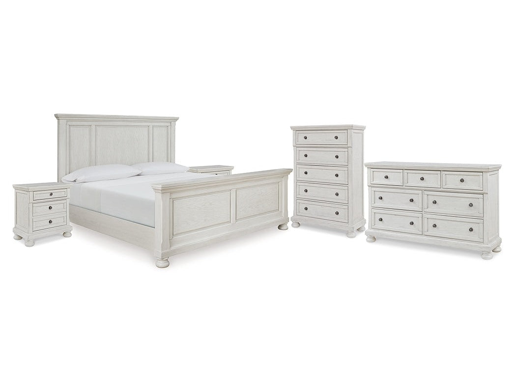 Robbinsdale Antique White Queen Panel Bed & Dresser & Chest & 2 Nightstands (Online Special Price) - Ornate Home