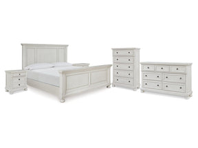 Robbinsdale Antique White Queen Panel Bed & Dresser & Chest & 2 Nightstands (Online Special Price) - Ornate Home