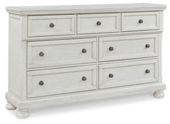 Robbinsdale Antique White Queen Panel Bed & Dresser & Chest & 2 Nightstands - Ornate Home