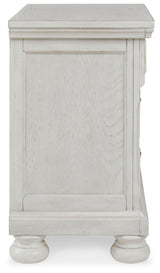 Robbinsdale Antique White Queen Panel Bedroom Set with Dresser, Mirror and Nightstand - Ornate Home