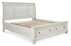 Robbinsdale Antique White Queen Sleigh Storage Bed - Ornate Home