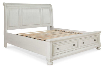 Robbinsdale Antique White Queen Sleigh Storage Bed - Ornate Home
