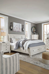 Robbinsdale Antique White Queen Sleigh Storage Bedroom Sets (Online Special Price) - Ornate Home