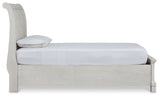Robbinsdale Antique White Twin Sleigh Storage Bed, Dresser and Mirror - Ornate Home