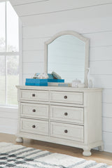 Robbinsdale Antique White Twin Sleigh Storage Bed, Dresser and Mirror - Ornate Home