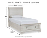 Robbinsdale Antique White Twin Sleigh Storage Bed, Dresser and Nightstand (Online Special Price) - Ornate Home