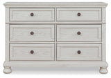 Robbinsdale Antique White Twin Sleigh Storage Bed, Dresser and Nightstand - Ornate Home