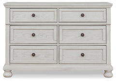 Robbinsdale Antique White Twin Sleigh Storage Bed, Dresser and Nightstand - Ornate Home