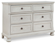 Robbinsdale Antique White Twin Sleigh Storage Bed, Dresser and Nightstand - Ornate Home