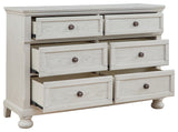 Robbinsdale Antique White Twin Sleigh Storage Bed, Dresser and Nightstand - Ornate Home