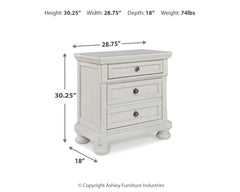 Robbinsdale Antique White Twin Sleigh Storage Bed, Dresser and Nightstand - Ornate Home