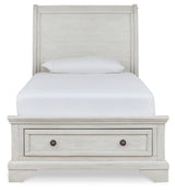 Robbinsdale Antique White Twin Storage Bedroom Set with Dresser, Mirror and Nightstand (Online Special Price) - Ornate Home