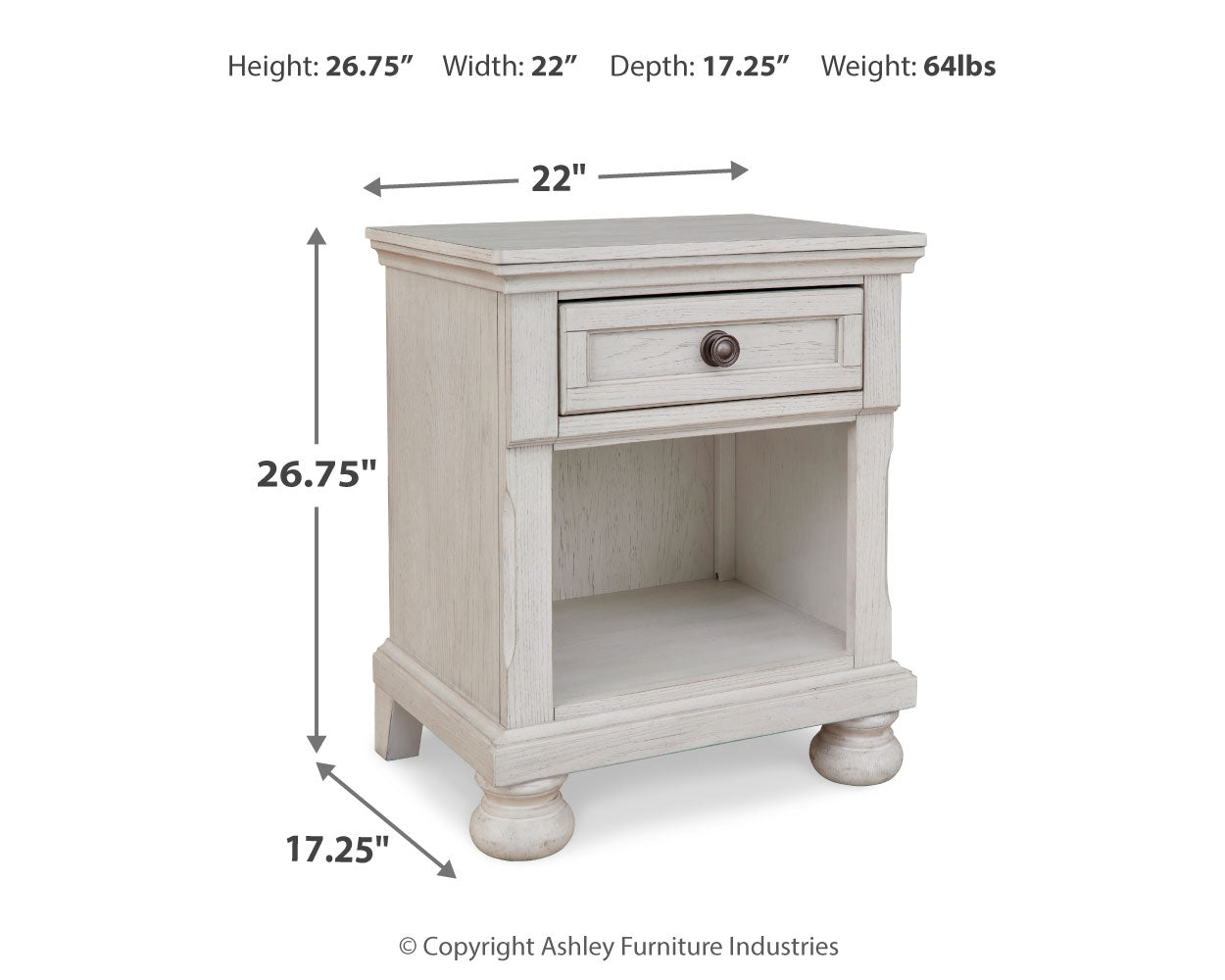 Robbinsdale Antique White Twin Storage Bedroom Set with Dresser, Mirror and Nightstand (Online Special Price) - Ornate Home