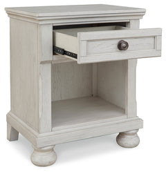Robbinsdale Antique White Twin Storage Bedroom Set with Dresser, Mirror and Nightstand - Ornate Home