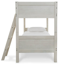Robbinsdale Antique White Twin/Twin Bunk Bed w/ Ladder - Ornate Home