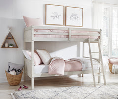 Robbinsdale Antique White Twin/Twin Bunk Bed w/ Ladder - Ornate Home