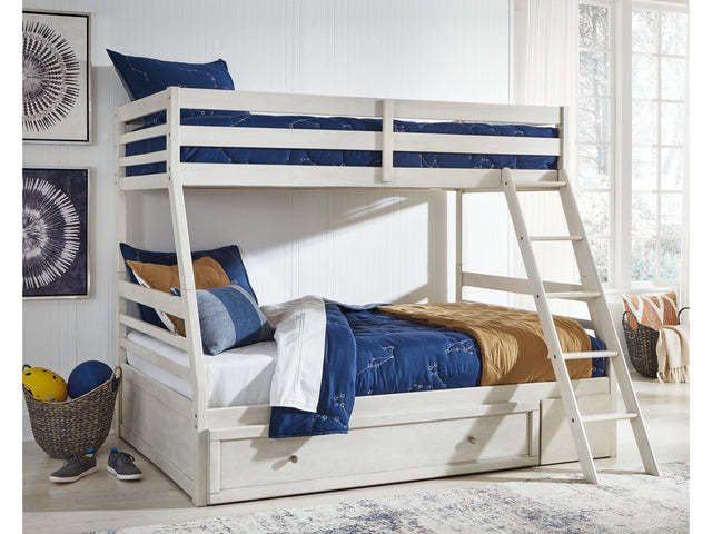 Robbinsdale Antique White Twin over Full Bunk Bed with Storage (Online Special Price) - Ornate Home