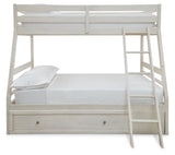Robbinsdale Antique White Twin over Full Bunk Bed with Storage and Mattresses (Online Special Price) - Ornate Home