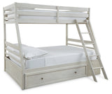 Robbinsdale Antique White Twin over Full Bunk Bed with Storage and Mattresses (Online Special Price) - Ornate Home